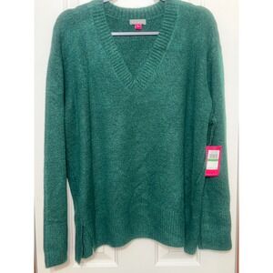 Vince‎ Camuto V-Neck Sweater Pullover Knit Long Sleeve Green Size L